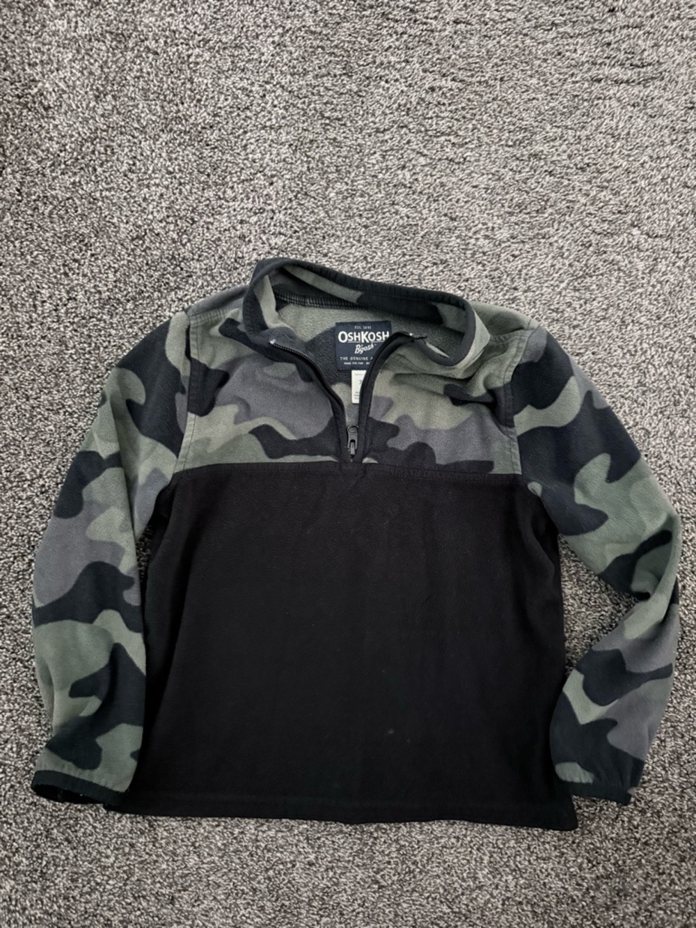 OshKosh B'gosh Camouflage Quarter-Zip Fleece Pullover - Black & Green